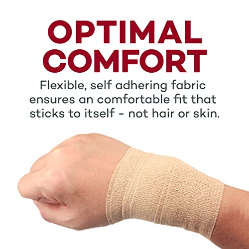 Dealmed Cohesive Bandage Wrap - 3" x 5 yd - Self-Adherent, Tan - 24 Rolls - color: Box (Tan), size: 3" x 5 yards