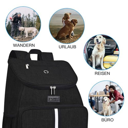 BAGLHER丨Dog Travel Bag, Airline Approved Pet Supplies Backpack, Dog Travel Backpack Accessories Set with 2 Silicone Collapsible Bowls and 2 Food Baskets. Black - color: Black-A