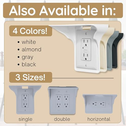 Power Perch Outlet Shelf, No Drill Renter Friendly Shelves, 2-Pack Gray - color: Grey, size: Single Outlet 2 Pack