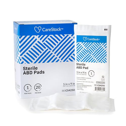 CareStock Abdominal Pads 40- Sterile ABD Pads, 5 x 9 in, 40 Pack, 20 ct