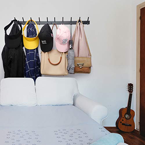 WEBI Coat Rack Wall Mounted,24 Inch 8 Hooks for Hanging Coats,Hook Rack Hook Rail Coat Hanger Wall Mount for Backpack,Clothes,Jacket,Black,2 Packs - size: 8 Hooks(2 Pcs)