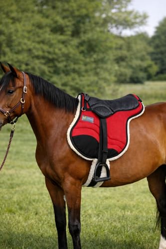 CHALLENGER Horse English Western Trail Fleece Padded Adjustable Bareback Saddle Pad 39TS05 - color: Red