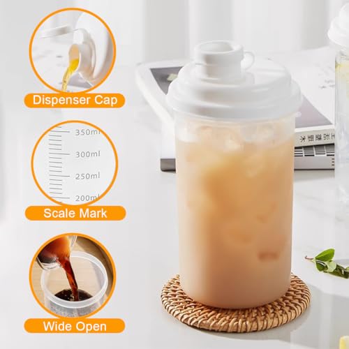 4 Pack Plastic Milk Bottle with Dispenser, 16.9 OZ Reusable Juice Bottle with Leakproof Lid & Scale, Milk Container for Refrigerator Pour Spout for Juice, Coffee, Iced Tea, Beverage - size: 4-Pack