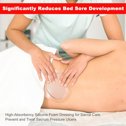 FRESINIDER 7"x7" (Pack of 5) Wound Silicone Sacral Foam Dressing - Sacrum Foam Adhesive with Border - Waterproof Absorbent Breathable Bed Sore Pressure Pads - color: 7" X 7" , 5 Pack