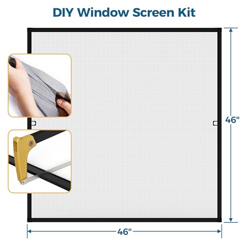 Augblinds DIY Aluminum Window Screen Frame Kit, 4 Sets, 46 in, Black - color: Black, size: 46 in X 46 in (4 Pack)