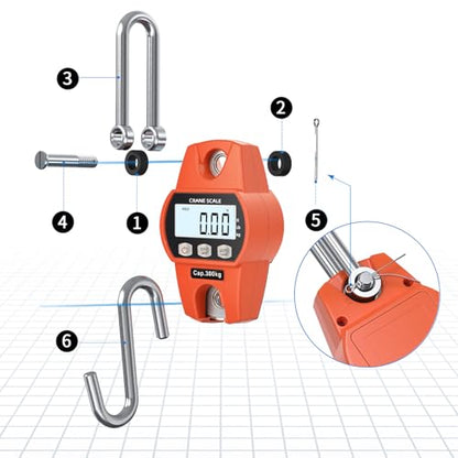 Hanging Scale 660lb/300kg - High-Accuracy Crane Scale with Aluminum Frame and LCD Display. Functions as Fishing Scale and Luggage Scale. for Farm, Hunting, Fitness, and Travel Weighing