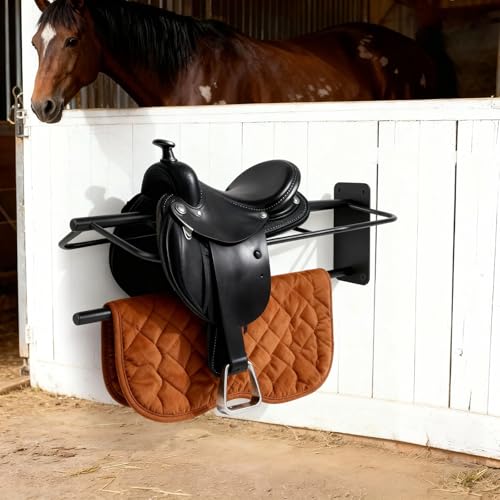2 Pack Saddle Rack with Pad Bar, Heavy-Duty Wall Mounted Saddle Stand