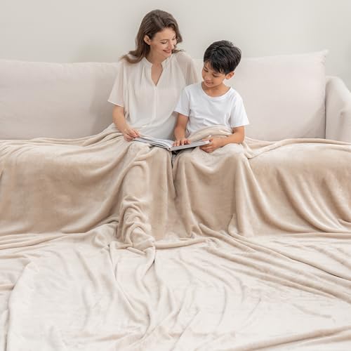 Berkshire VelvetLoft Oversized King Family Blanket, All Season Mid-Weight Ultra Silky and Fuzzy, Seamless Extra Large (Grain, 120x120 Inches) - color: Grain, size: Oversized King