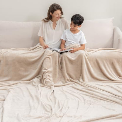 Berkshire VelvetLoft Oversized King Family Blanket, All Season Mid-Weight Ultra Silky and Fuzzy, Seamless Extra Large (Grain, 120x120 Inches) - color: Grain, size: Oversized King