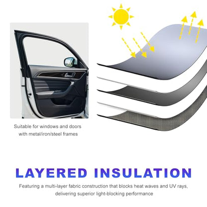 2 PCS Car Window Shades, Half Blackout & Half See Through Magnetic Auto Front Side Window Sunshade, Breathable Mesh Screen Front Windows Sun Protection Cover for Car Truck SUV - color: Front Window
