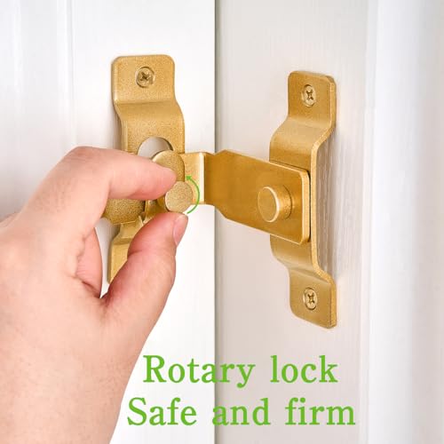 2 Packs Gold 90 Degree Flip Barn Door Lock Latches - color: Big_Gold_90 Degree