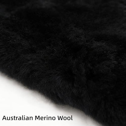English-Style Sheepskin Saddle seat Cover, Genuine Sheepskin Saddle pad, Merino Sheepskin Saddle pad - color: Black