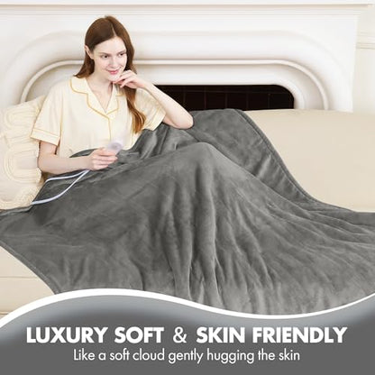 Electric Heated Blanket Full Size Grey, Fast Heating, 1-10H Timer - color: 06 - Grey, size: Full - 72" x 84"