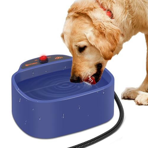 Heated Dog Bowl, 96oz/2.8L Outdoor Heated Water Bowl for Dogs, Cats, Chickens and Squirrels, Heated Pet Bowl with Chew Resistant Power Cord and ON/Off Switch, 35W