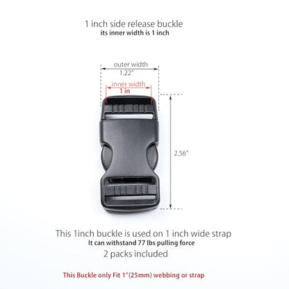 Quick Side Release Buckle, Heavy Duty Plastic Snap Buckle Clip Clasp Fasteners for Backpack Strap - style: 1 Inch - 2 Pieces