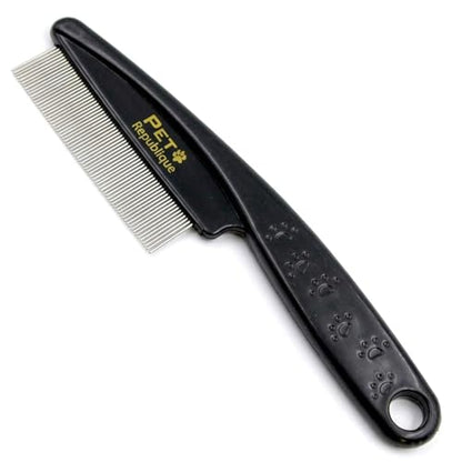 Pet Republique Dog and Cat Flea Comb - Fine and Flexible Pins, Removes Fleas, Mites, Ticks, Dandruff Flakes - Grooming Tool for Most Pets