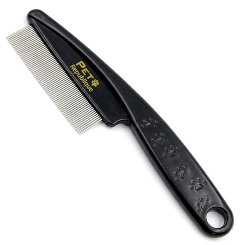 Pet Republique Dog and Cat Flea Comb - Fine and Flexible Pins, Removes Fleas, Mites, Ticks, Dandruff Flakes - Grooming Tool for Most Pets