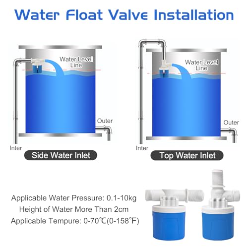 2 Pack 1/2" Water Float Valve For Water Tank Water Trough Pool Livestock - size: 1/2" Side Inlet (2 Pack)
