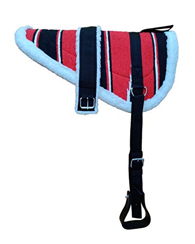 Y&Z Premium Horse Bareback Pad with Stirrups and Girth - Multicolor, Bareback Pad for Comfortable Ride. (Red)