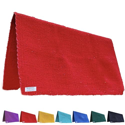 Majestic Ally Solid Color 34"x 36" Traditional Acrylic Saddle Blanket with Hemline Edges-3.7 lbs (Red) - color: Red