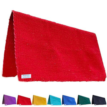 Majestic Ally Solid Color 34"x 36" Traditional Acrylic Saddle Blanket with Hemline Edges-3.7 lbs (Red) - color: Red