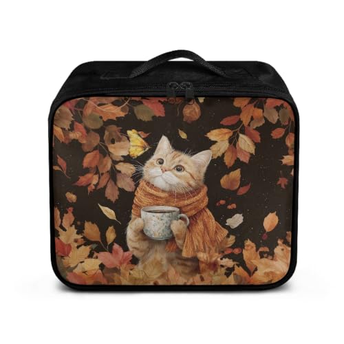 Thanksgiving Pet First Aid Bag Empty Travel Rescue Pouch Medical Bags First Responder Storage Compact Medicine Bag for Car Home Office Kitchen Outdoor Fall Maple Cat - color: Thanksgiving Fall Maple Cat