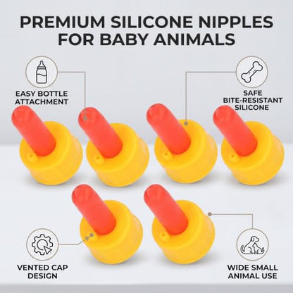 Generic Goat Nursing Nipple Lamb Milk Feeder Nipple 10Pcs with Silicone Bite Vent Hole Steel Ball for Orphaned Small Animal Dog Foal Feeding