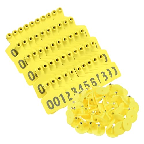 M METERXITY 100-Pack Cattle Ear Tags, Numbered 001-100, Fade-Proof and Loss-Resistant TPU Livestock Tags for All Seasons, Easy to Install for Cattle/Pig/Sheep/Goat [Yellow] - color: Yellow