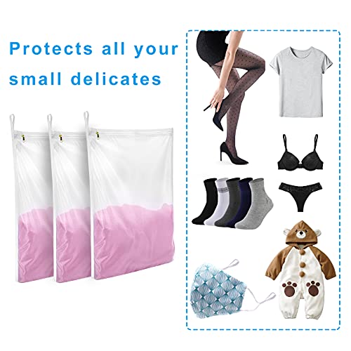 GOGOODA 3 Pack Delicates Laundry Bags, Fine Mesh Wash Bag with Hanging Loop - size: 3 set (3 Small)