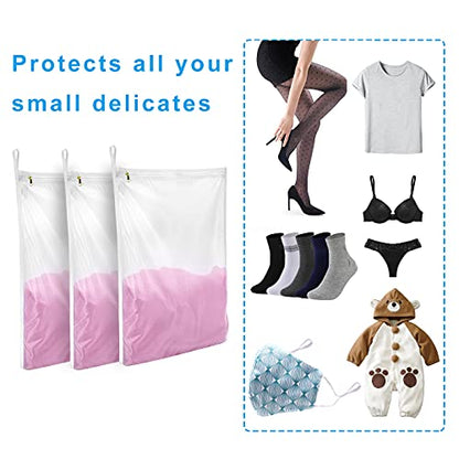 GOGOODA 3 Pack Delicates Laundry Bags, Fine Mesh Wash Bag with Hanging Loop - size: 3 set (3 Medium)