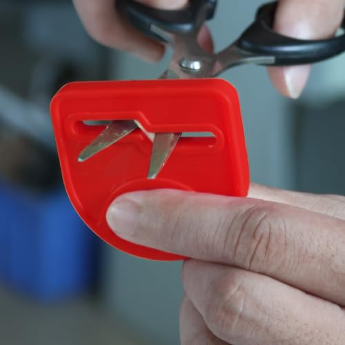 2 Pack Scissor Sharpener Tool, Handheld Mini Sharpener for Fabric & Hair Scissors, Quick Repair for Dull Blades, Portable Design for Home & Travel(Red)
