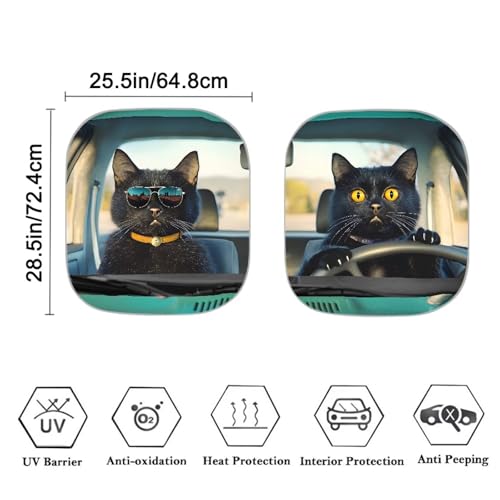 Fashion Cat Car Interior Accessories Sun Protection Easy to Install Automotive Windshield Sunshades Keep Cool UV Rays Protection for Most Sedan Truck Van 28.5 x 25.5 inches - color: Fashion Cat