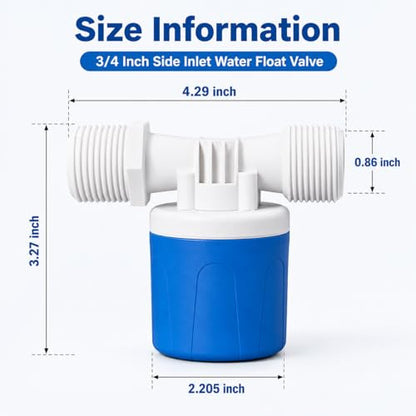 2PCS 3/4'' Side Inlet Water Float Valve | Automatic Water Level Control, Shut Off Valves, For Water Tank, Pool, Livestock Troughs - size: 3/4''-2 PCS