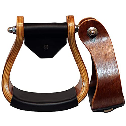 HILASON Black Wooden Horse Stirrups 5 Inch Curved Pair