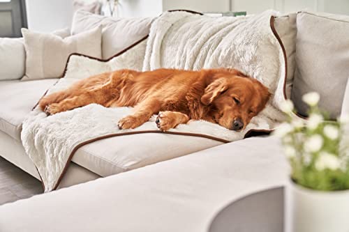 PupProtector Waterproof Throw Blanket for Dogs and Cats, Pet Blanket Cover for Couches, Sofas, Beds, Car Seats, Furniture, Calming Soft Faux Fur, Short White, Large (80" L x 62" W) | Waterproof, machine washable — protects couches, beds & car seats - colo