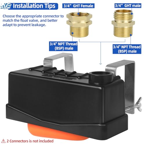 Water Trough Float Valve for Livestock Stock Tank,Fit Standard 3/4"NPT Hose - style: Stock Tank Float Valve-2PCS