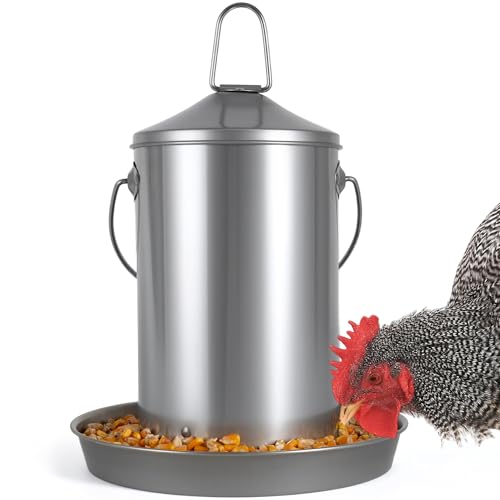 6.6lb Stainless Steel Hanging Chicken Feeder, Metal No Waste Poultry Feeder, Rustproof, Reusable, Long-Lasting, Gravity Feed Chicken Coop Accessories for Chicken, Geese, Duck, Hens, Rooster, Chick - color: 6.6lb