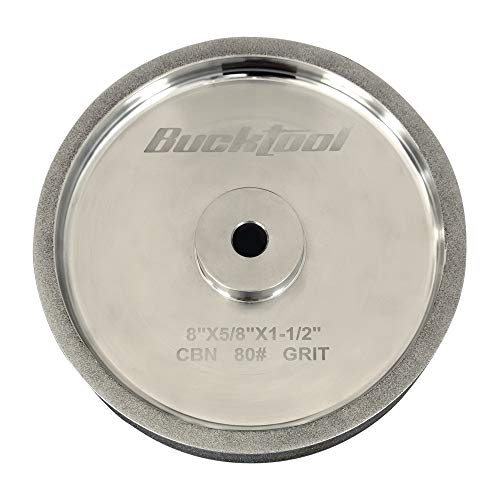 BUCKTOOL 80 Grit 8-Inch CBN Grinding Wheel, 1.5-Inch Wide, 5/8-Inch Arbor - style: 80Grit, 1.5" Wide