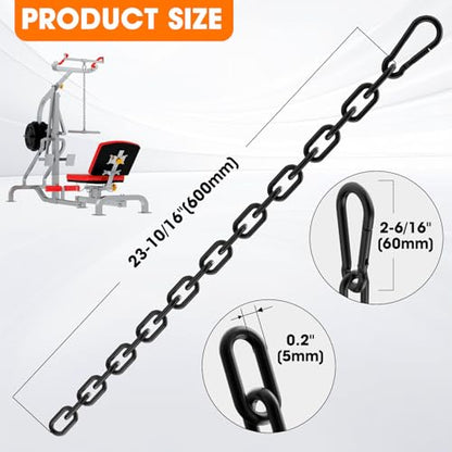 Gate Chain Lock, 23.6 Inch Chain Fence Gate Latch, Black Dia 5mm-2Pcs - color: Black Dia 5mm-2Pcs
