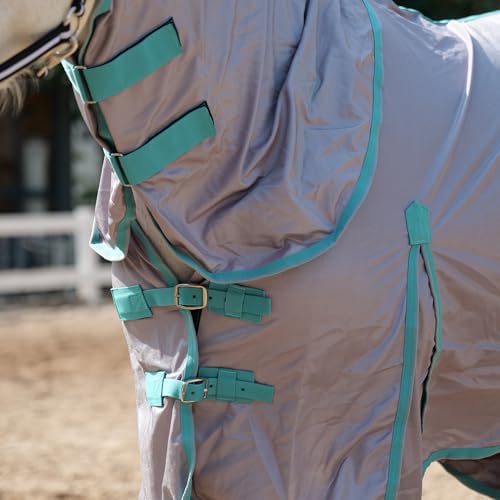 Horse Fly Sheet with Removable Neck Cover & Belly Wrap, Fine Mesh - color: Grey, size: 75