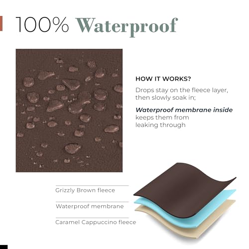 Callarome Waterproof Blanket for Bed & Couch Protection, Brown, 50"x60" - color: Grizzly Brown / Caramel Cappuccino, size: 50x60 inch
