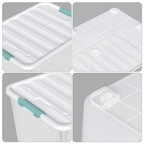 4 Pack 85 Quart Large Latching Storage Box Bin with Wheels, Clear - size: 85 Qt