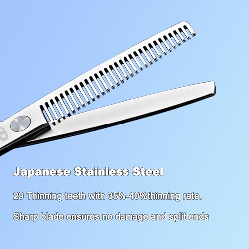 Hair Cutting Scissors Shears kit,Professional Edge Sharp Hair Scissors set,Barber Hairdressing Texturizing Thinning shears,Haircuting Styling Scissor kit Japanese 6.5 Inch (Silver)