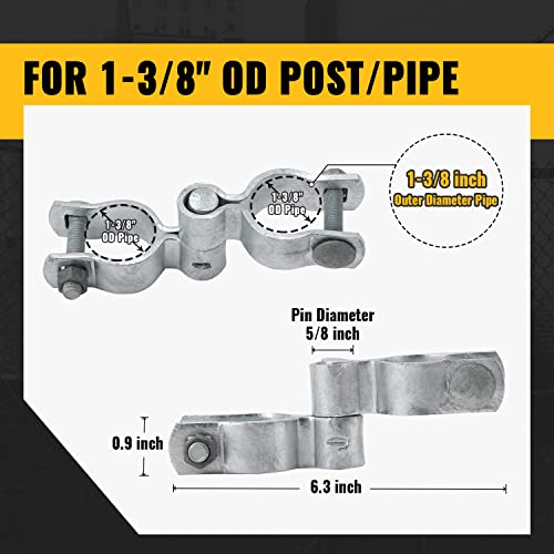 VIVIDA 1-3/8" Chain Link Gate Hinge, Fence Pipe Gate Hinge Kit - color: Silver (5 Male+4 Female), size: 1-3/8"
