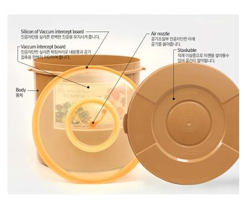 e-jen Premium Kimchi, Sauerkraut Container Probiotic Fermentation with Inner Vacuum Lid Round (0.8 gal/ 3L) - size: 3 l