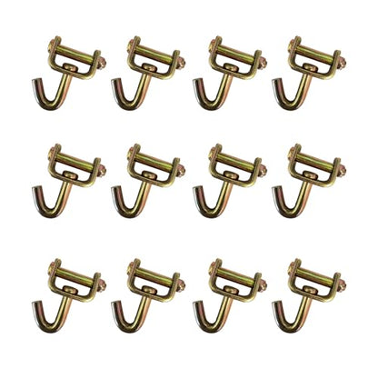 12 Pack 2" Swivel J Tow Hook Heavy Duty Replacement for Tie Down Straps - size: 12 - Pack