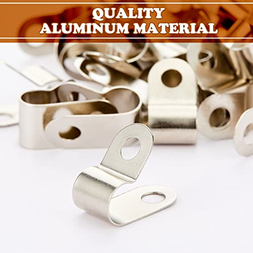 Funrous 150 Pieces Fence Clamp Aluminum Wire Clips Metal Fence Clamps(2, 4, 6 Gauge) Cattle Panel Clips for Tube Pipe Cord Installation