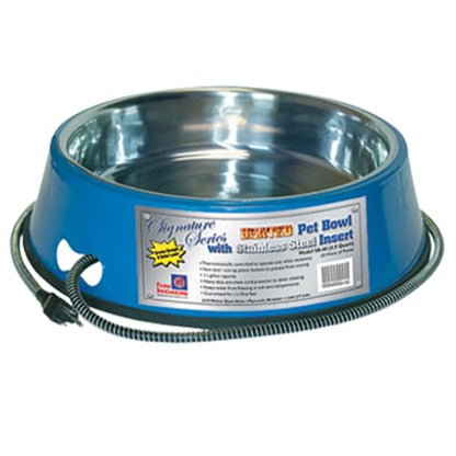 Farm Innovators SB-60 Signature Series 5.5 Quart Electric Heated Pet Water Bowl with Stainless Steel Insert, Thermostatic Control, 60 Watt | Durable Watering Station with Anti-Chew Cord Protector for Dogs and Cats, Supporting Reliable Winter Hydration