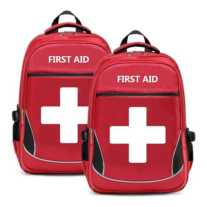 First Aid Bag Empty Red Emergency First Responder Trauma Multi-Pocket Traveling Field Trips Camping Essentials (Red, Pack of 2) - color: Red, Pack of 2