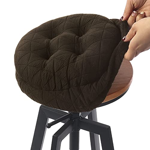 BUYUE Round Bar Stool Seat Cushion, Dia.12 Luxury Fashion Jacquard with Anti-Skid Silicone Bar Stool Cushion Padded (Brown, S,1 Count) - color: Brown, style: Round S